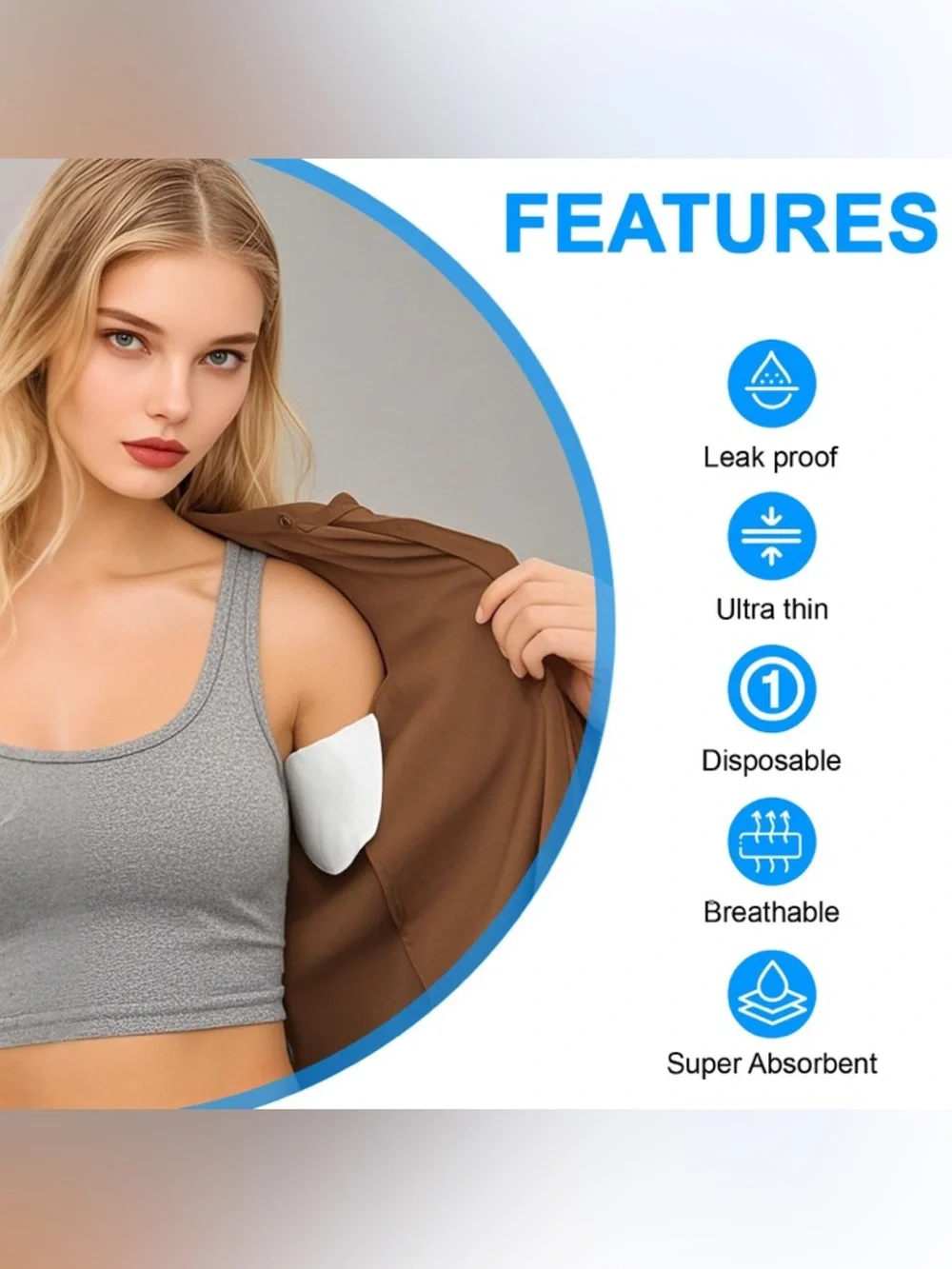 Disposable Underarm Sweat Pads for Men or Women - White (200 Pack)